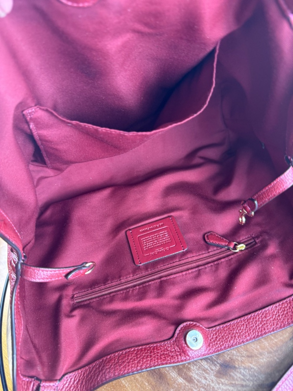 Coach Pebbled Leather Shoulder Hobo in Burgundy Red - Picture 10 of 10